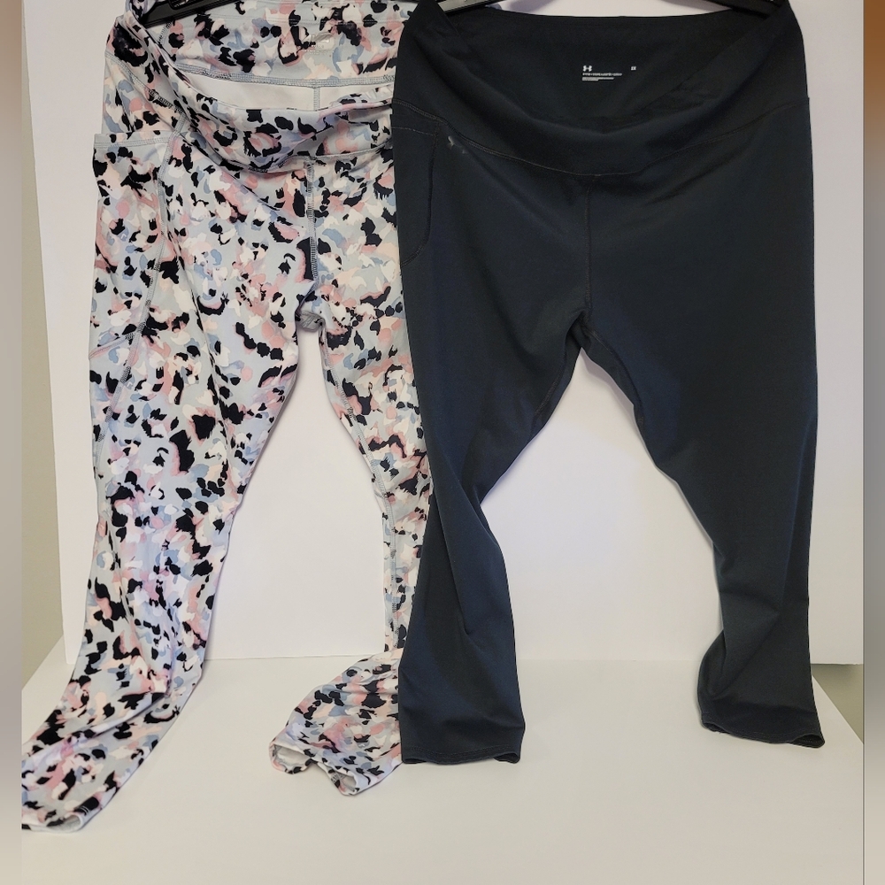 Under Armour Black Fitted Leggings And Avia Pattern Leggings 2X